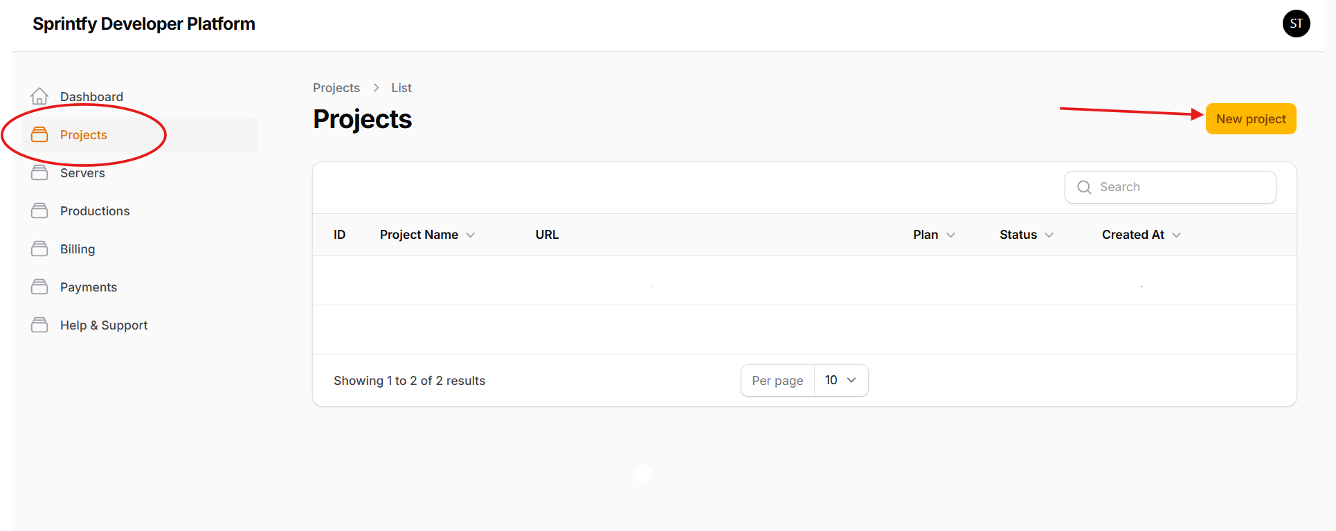 Create Project Step 1